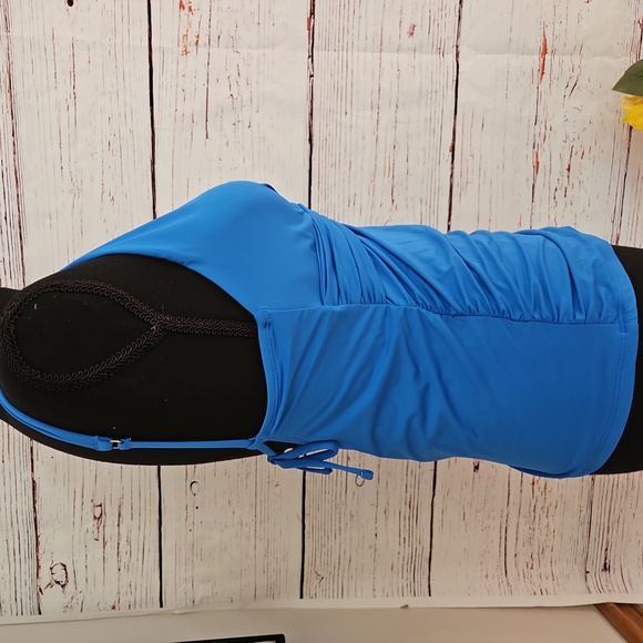 NWT La Blanca Blue Island Goddess Over the shoulder Twist Front Tankini top - Picture 5 of 16